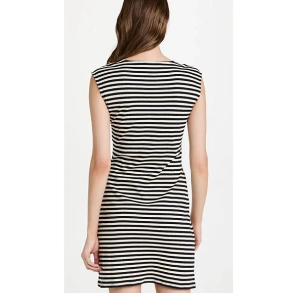 THEORY Clinton Stripe Sleeveless Twist-Front Dress Pima Cotton Size Small Petite - Picture 2 of 16